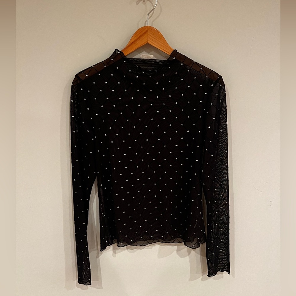 Intimately by Free People Sparkly Mesh High Neck Long Sleeve